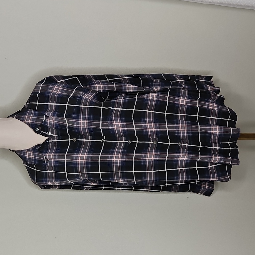 Equipment plaid silk top